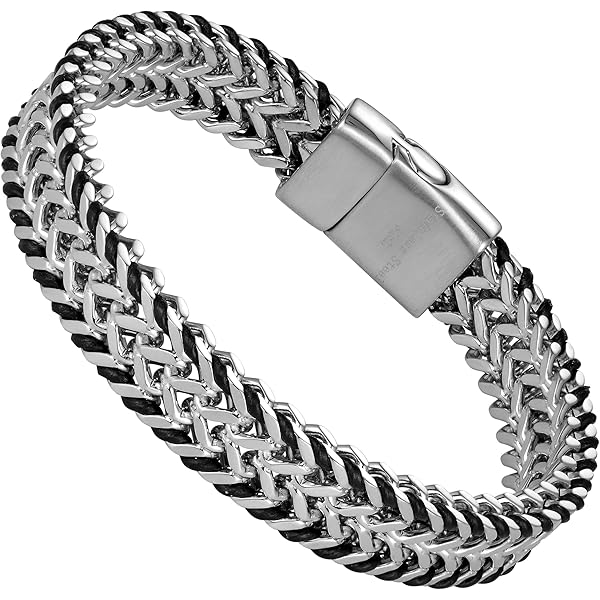 Men’s Stainless Steel Wheat Chain Bracelet – Durable Braided Link Bangle