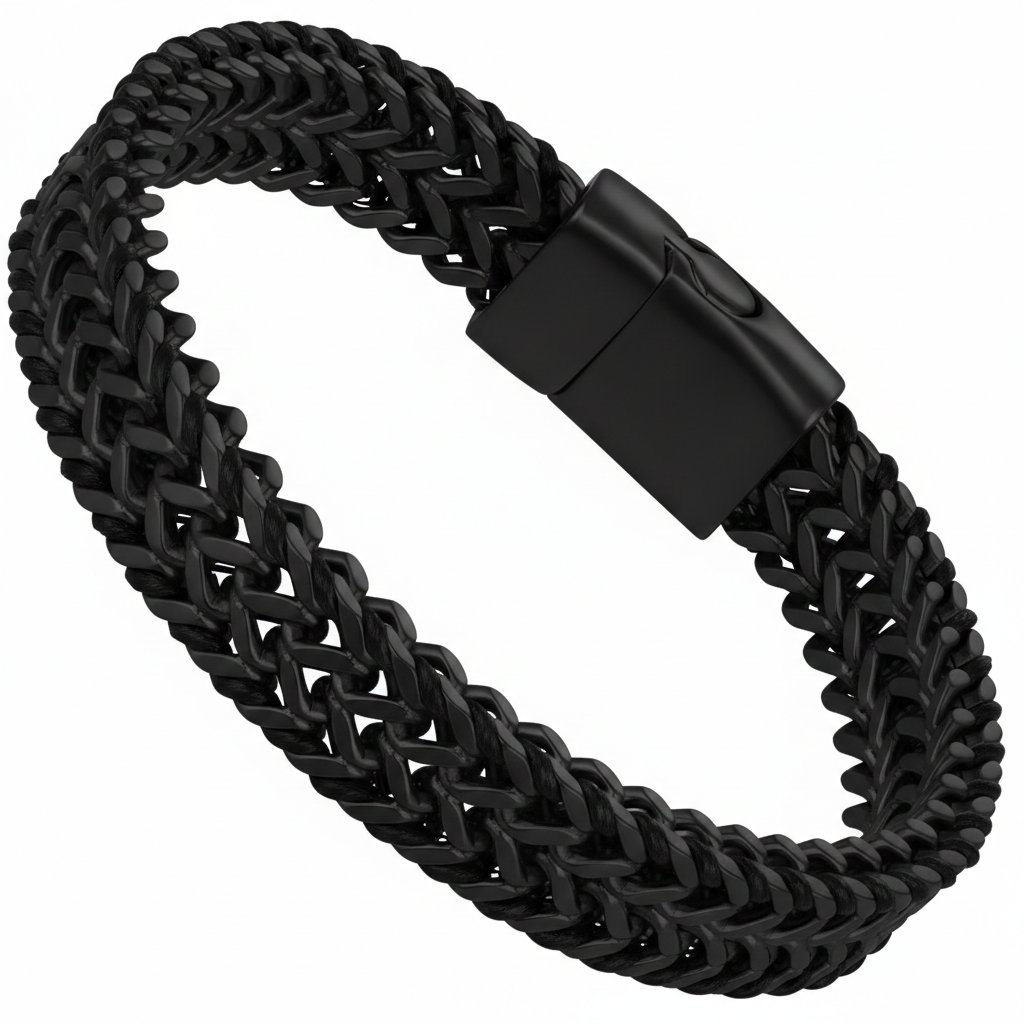 Men’s Stainless Steel Wheat Chain Bracelet – Durable Braided Link Bangle