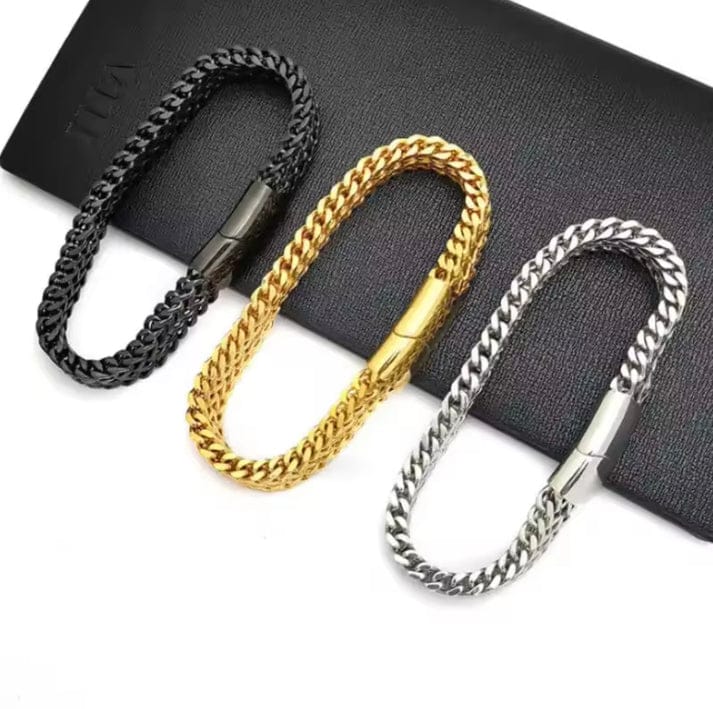 Men’s Stainless Steel Wheat Chain Bracelet – Durable Braided Link Bangle