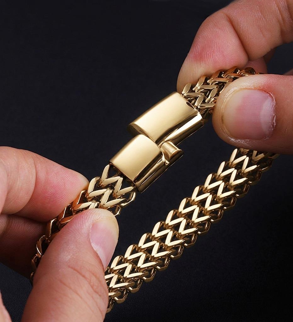 Men’s Stainless Steel Wheat Chain Bracelet – Durable Braided Link Bangle