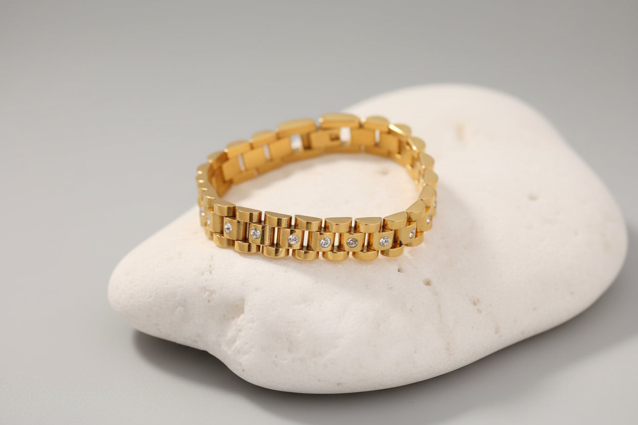 Luxury Gold-Tone Stainless Steel Bracelet For Unisex